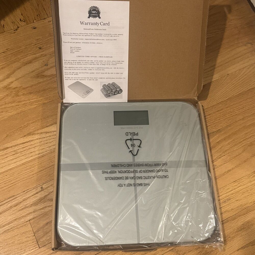Silver Digital LCD Electronic Scale Bathroom Non-Slip Large 400lb Weight lb NEW